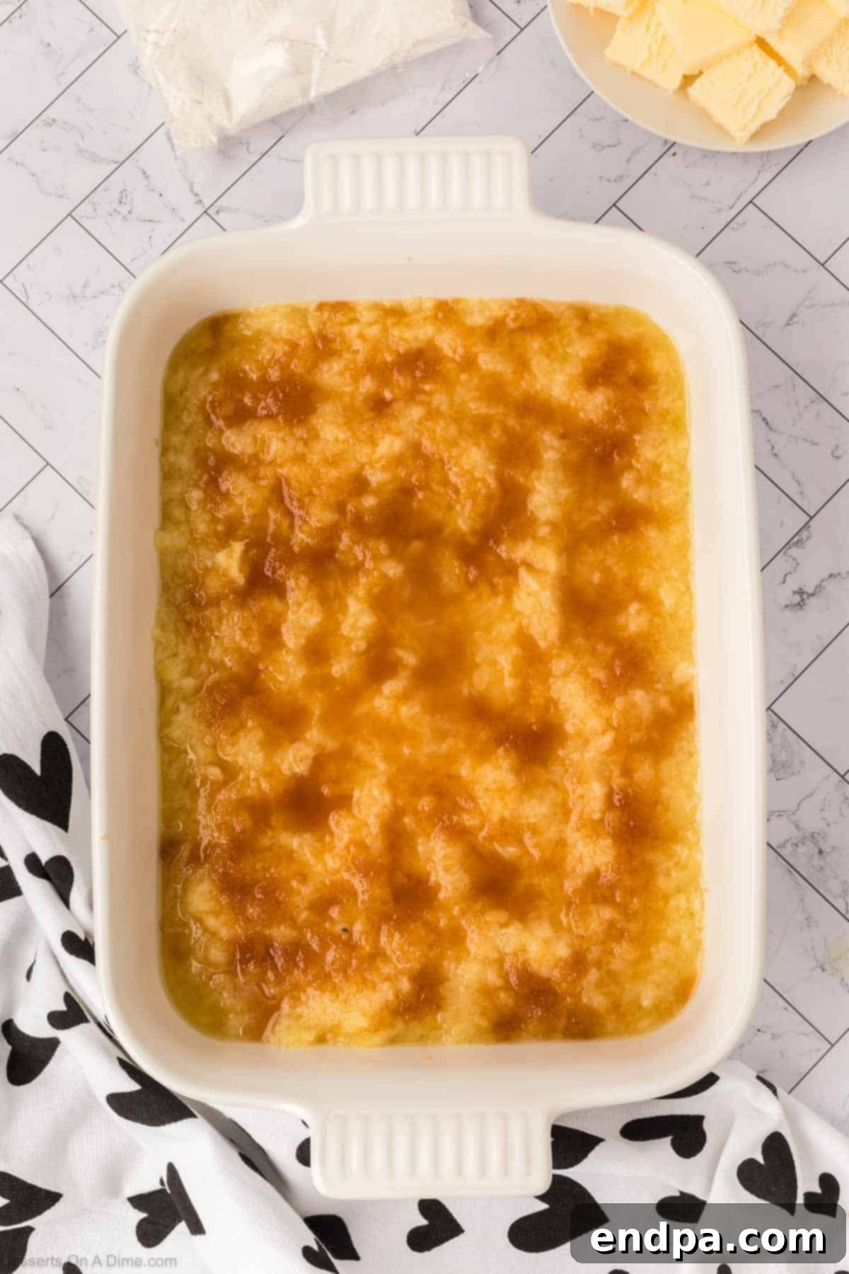 Brown sugar sprinkled over pineapple. 