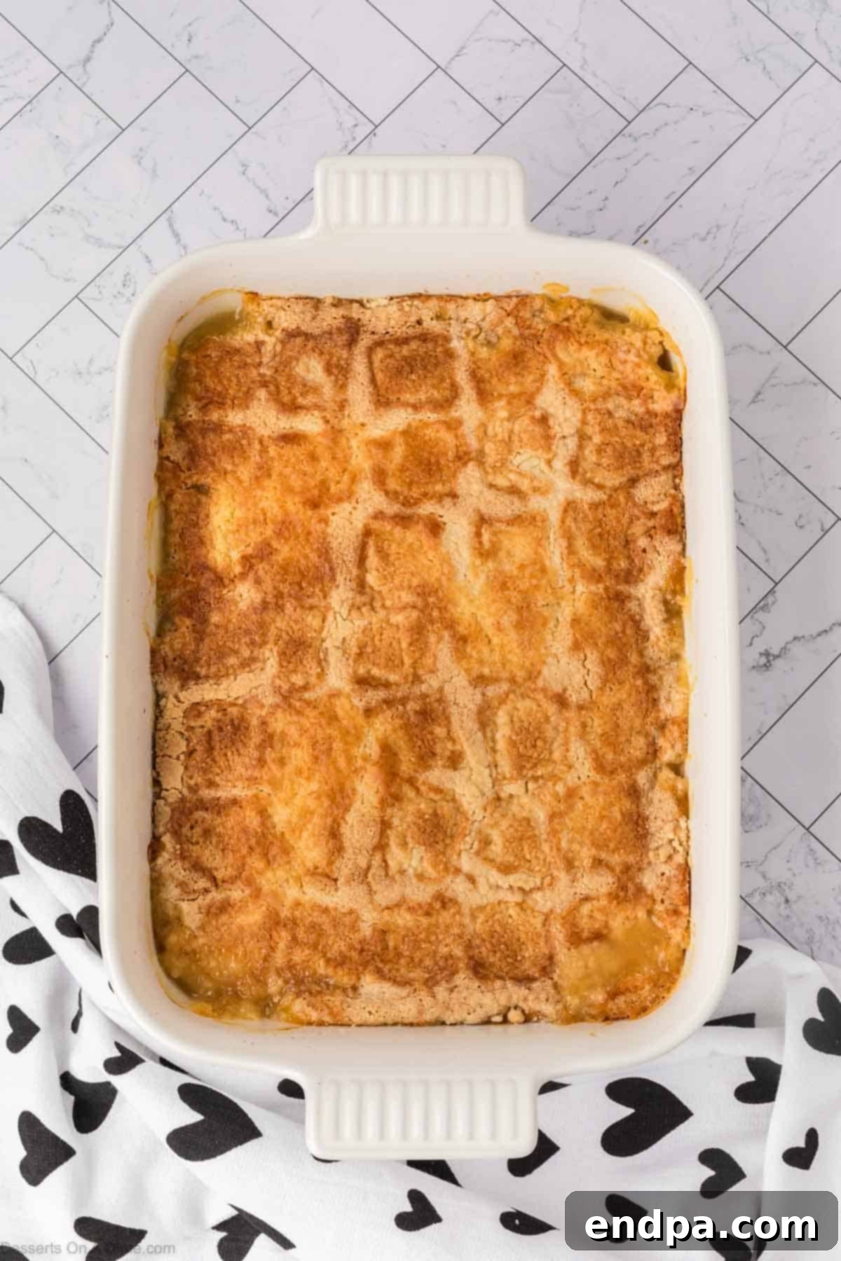 Baking dish with cake cooling. 