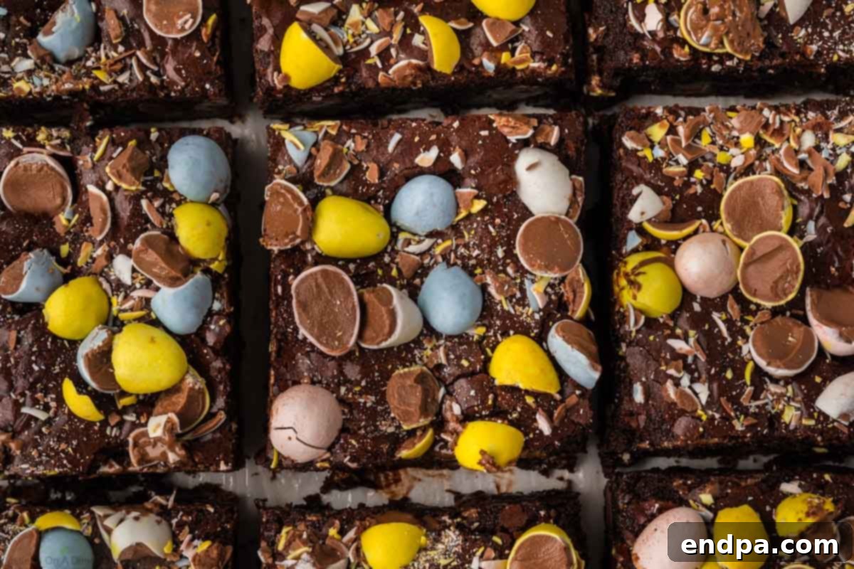 Cadbury Egg Brownie Bliss 2 Delicious Cadbury Egg Brownies cut into squares
