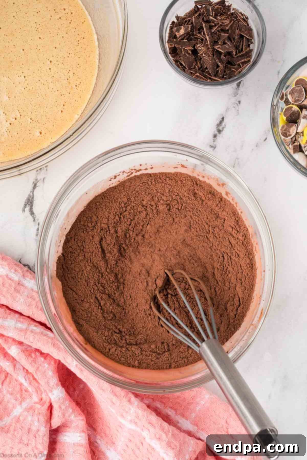 Cadbury Egg Brownie Bliss 7 Dry ingredients combined in a mixing bowl