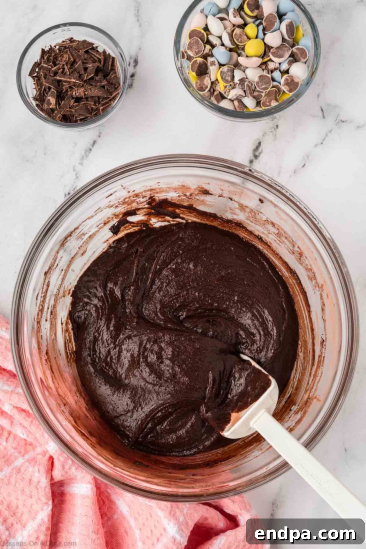 Cadbury Egg Brownie Bliss 8 Batter combined together until smooth