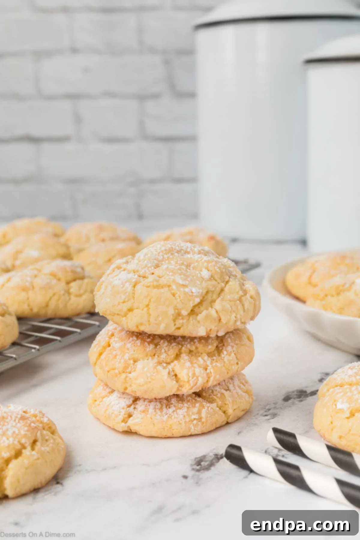 Cake Mix Butter Cookies: Ooey Gooey Goodness 12 Ooey Gooey Cookies stacked together.